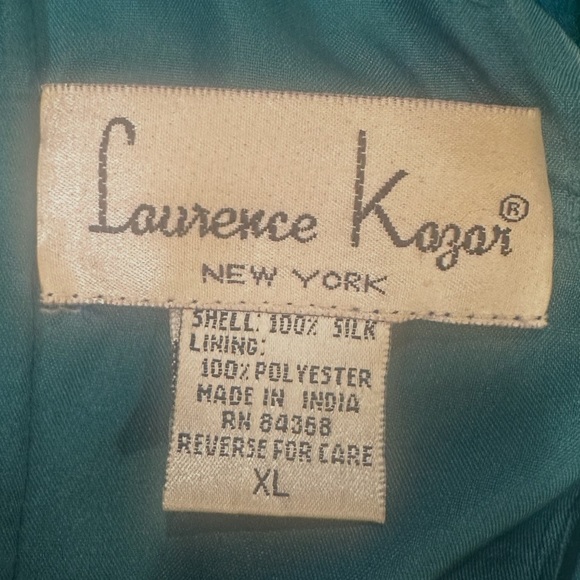 Laurence Kazar Vintage Dress Size XL Emerald Green Sequin Silk Spaghetti Straps - Picture 11 of 15